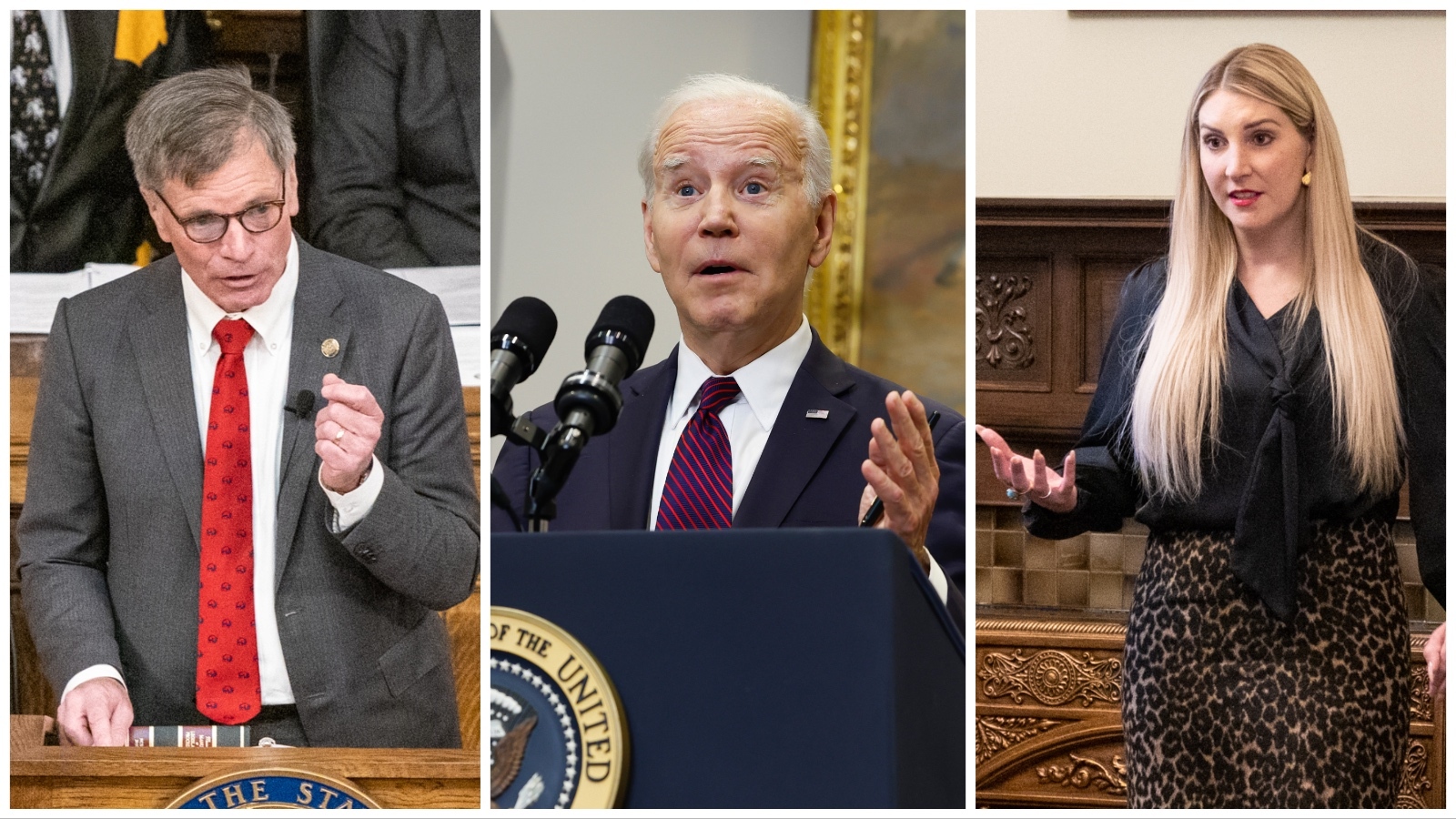 Gov. Mark Gordon, left, and Superintendent of Public Instruction Megan Degenfelder have signed letters opposing a President Joe Biden administration rule that would override state bans on transgender participation in girls' sports.