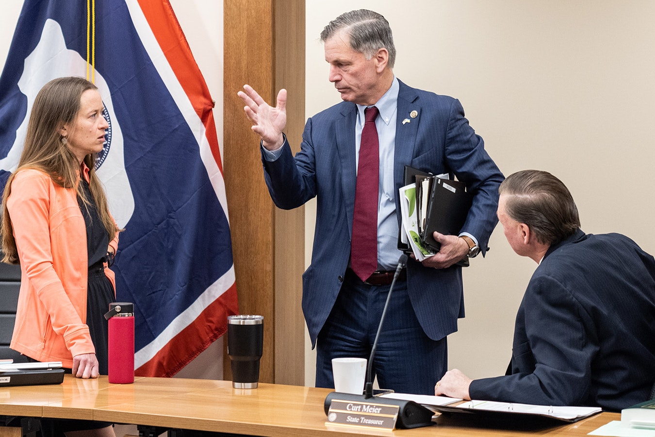 Gov. Mark Gordon, center, was the only one of Wyoming's top five elected Republican officials to not attend last weekend's GOP Central Committee meeting in Jackson. State Auditor Kristi Racines, left, and Treasurer Curt Meier, right, both spoke at the meeting.
