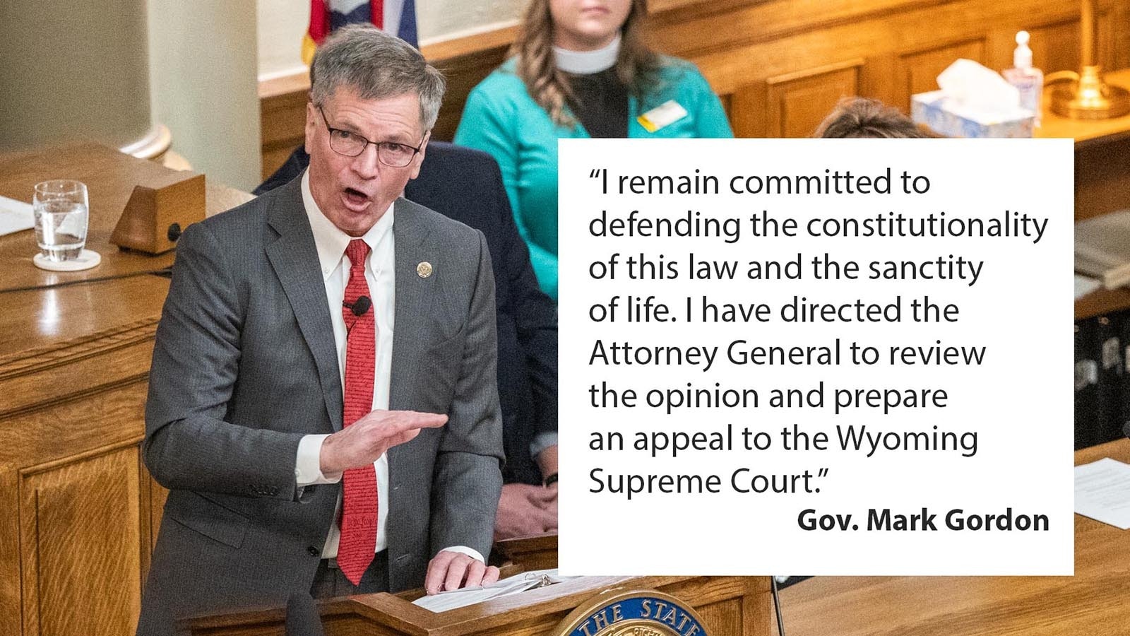 Governor Mark Gordon responded to Judge Melissa Owens' November 18, 2024 ruling and struck down Wyoming's two abortion laws. He promises an appeal.