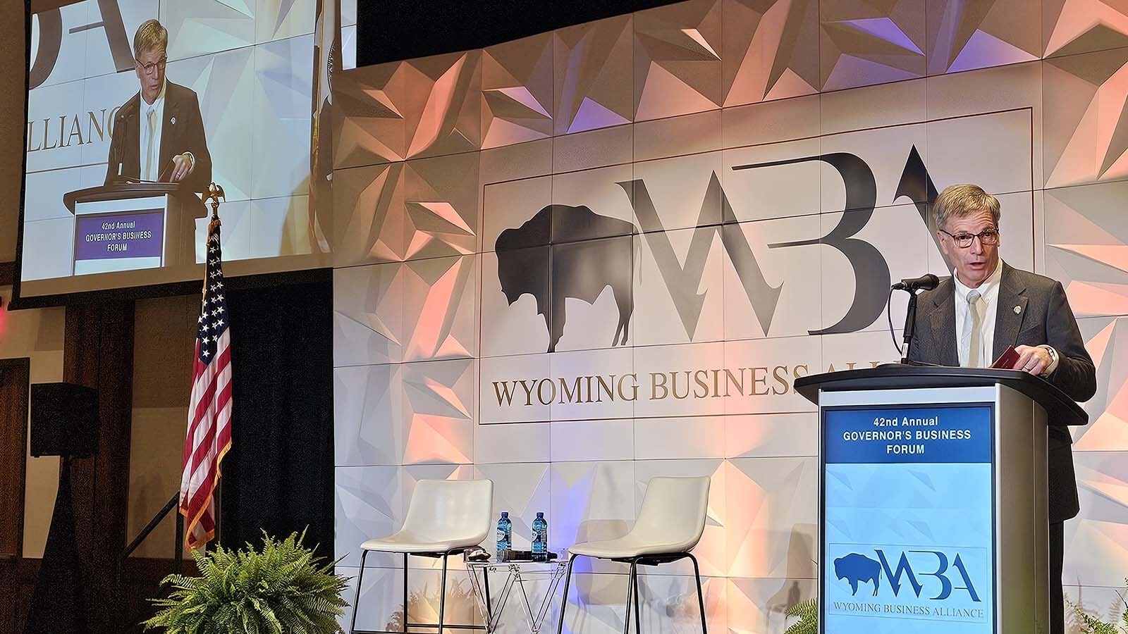 Gov. Mark Gordon talks about his economic road map for Wyoming's future during his keynote address at the Wyoming Business Alliance Annual Governor's Conference.