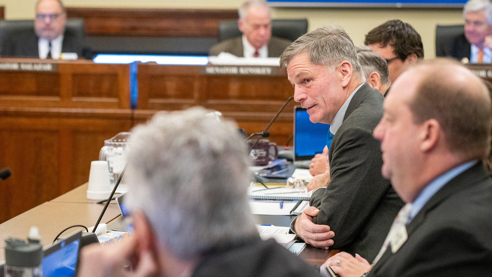 Gov. Mark Gordon presents his $9.9 billion biennial budget at Tuesday's Joint Appropriations Committee meeting.