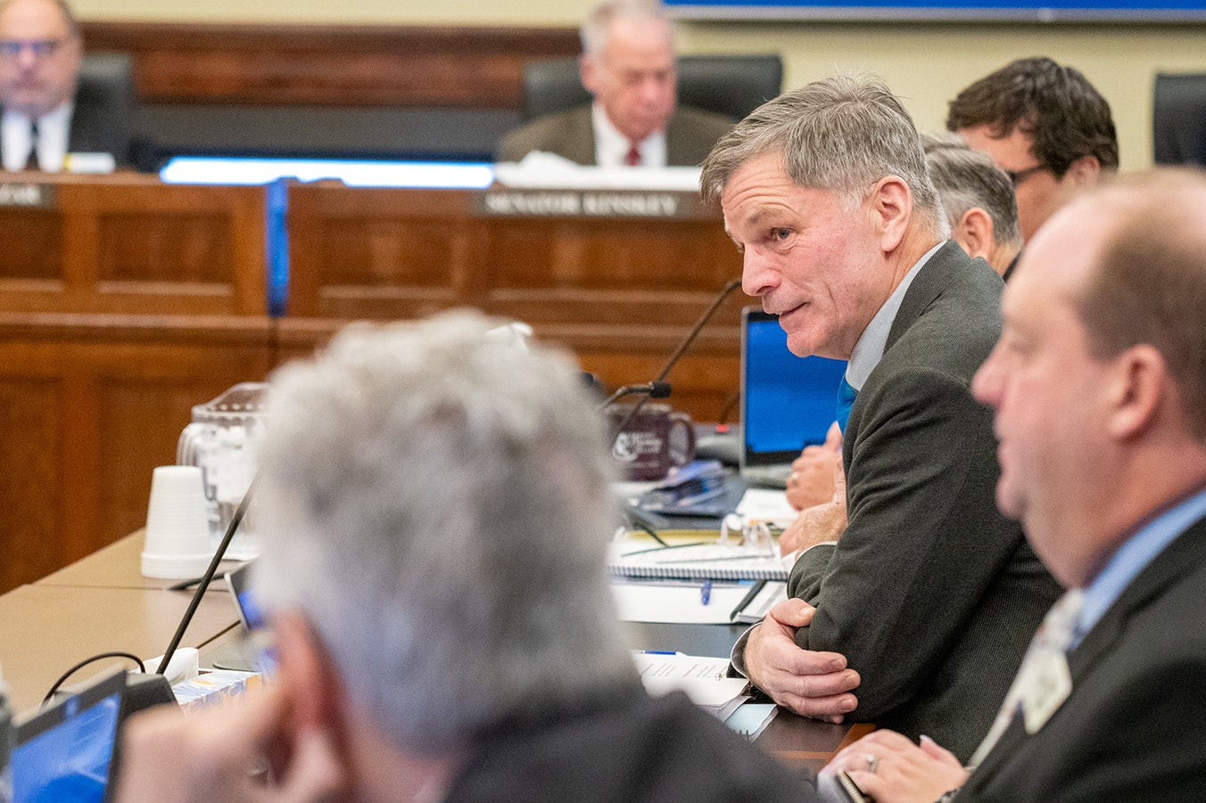 Gov. Mark Gordon presents his $9.9 billion biennial budget at Tuesday's Joint Appropriations Committee meeting.