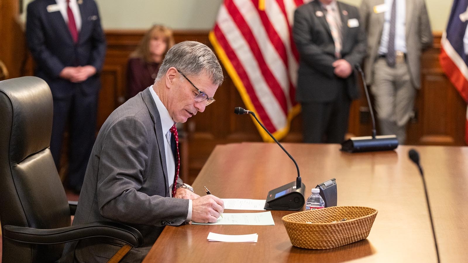 Gov. Mark Gordon signs bills into law Monday, Feb. 24, 2025.