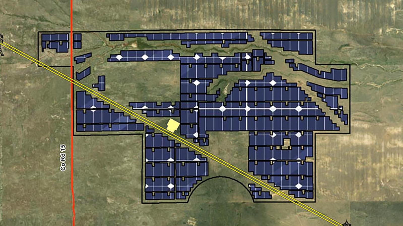 An illustration of the planned layout for the Goshen Solar project.