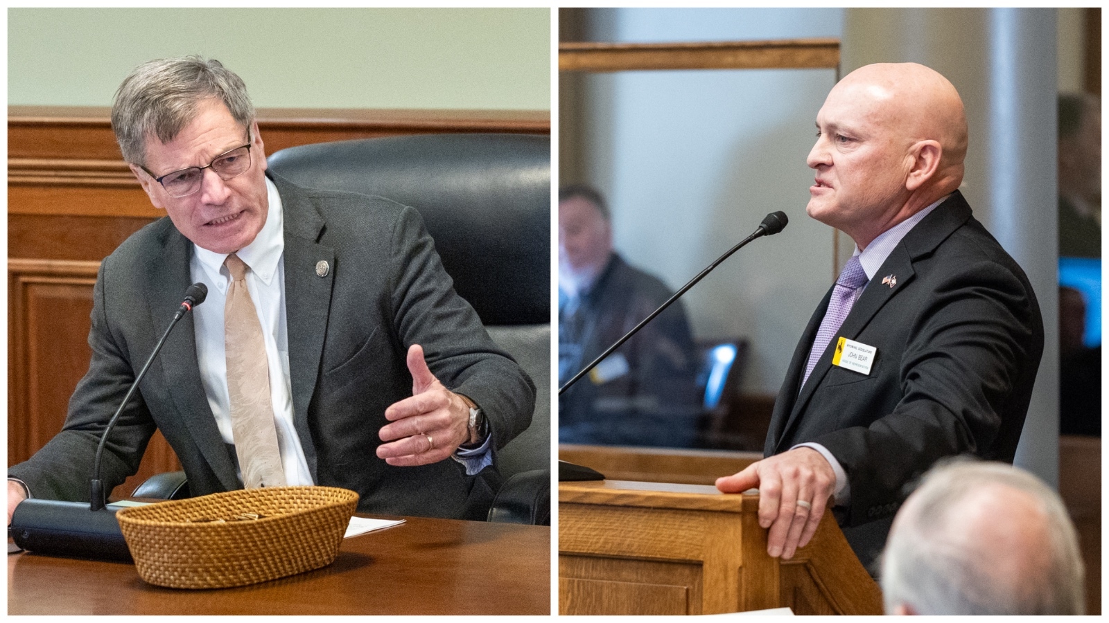 Gov. Mark Gordon, left, and state Rep. John Bear, R-Gillette.