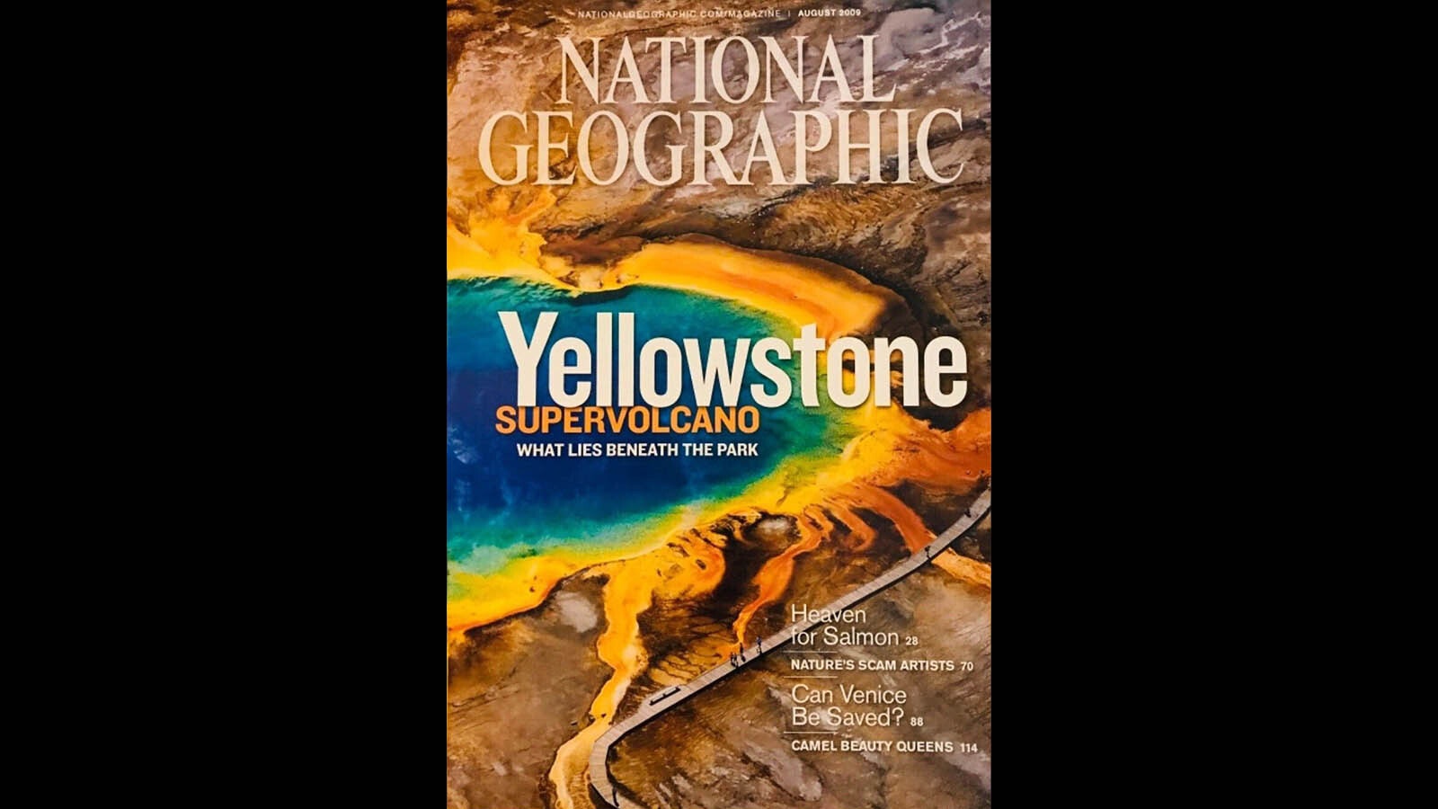 This stunning photo by George Steinmetz that appeared on the cover of the August 2009 National Geographic magazine gave Yellowstone's Grand Prismatic Spring a national spotlight that has elevated its popularity.