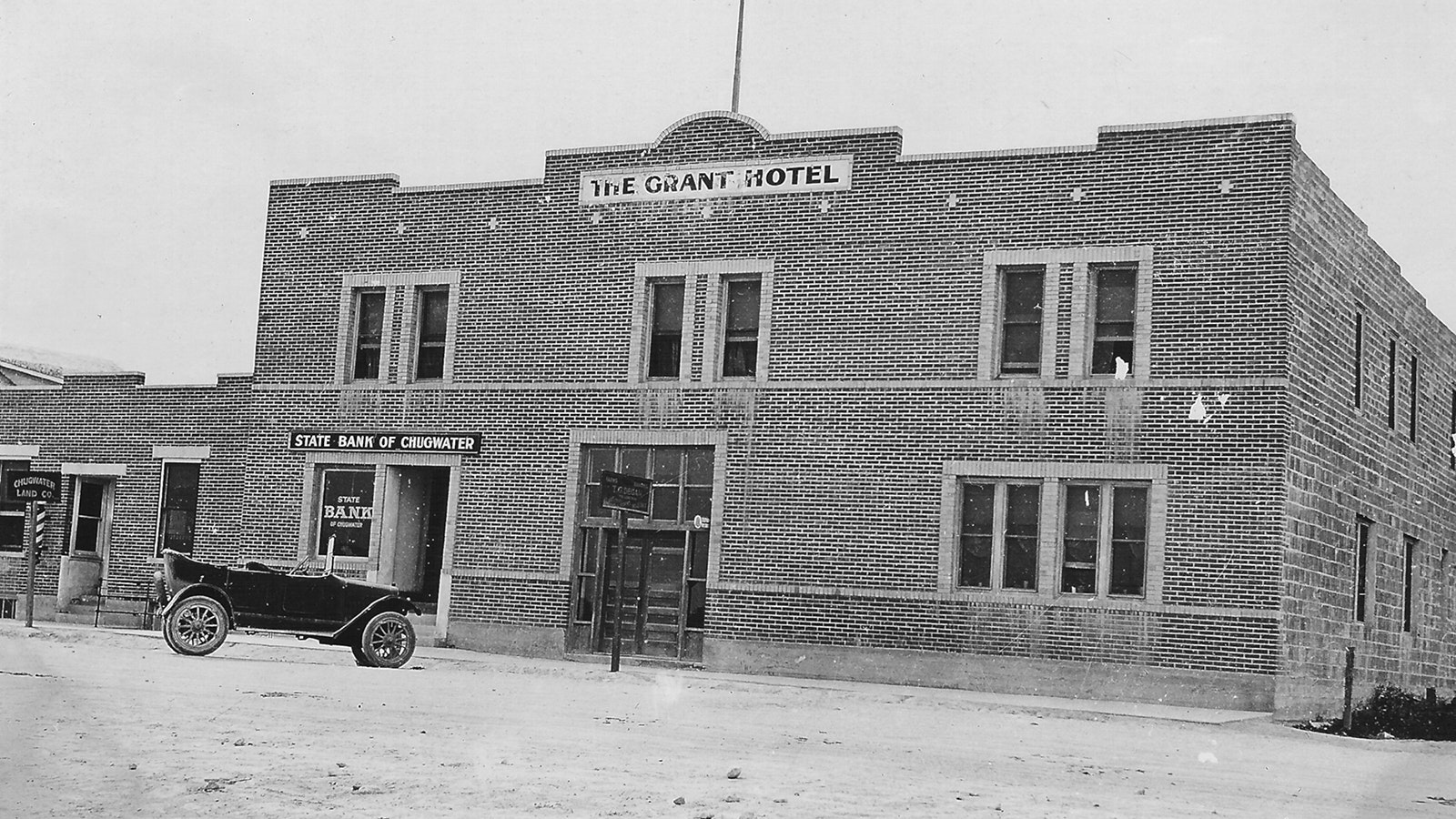 The Grant Hotel, built in 1915 in downtown Chugwater, Wyoming, is for sale.