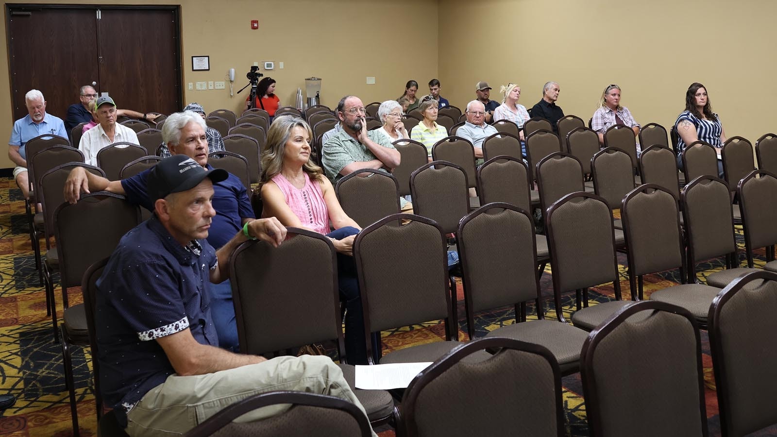 A second informational session on proposed gravel mining at the base of Casper Mountain was boycotted by many members of the Casper Mountain Preservation Alliance. There were about 30 people who attended, some of them shown here.