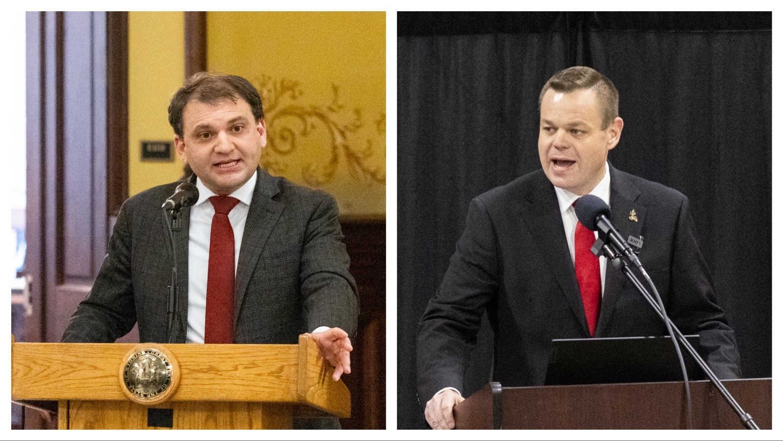 Secretary of State Chuck Gray (left), Casper businessman Reid Rasner (right)