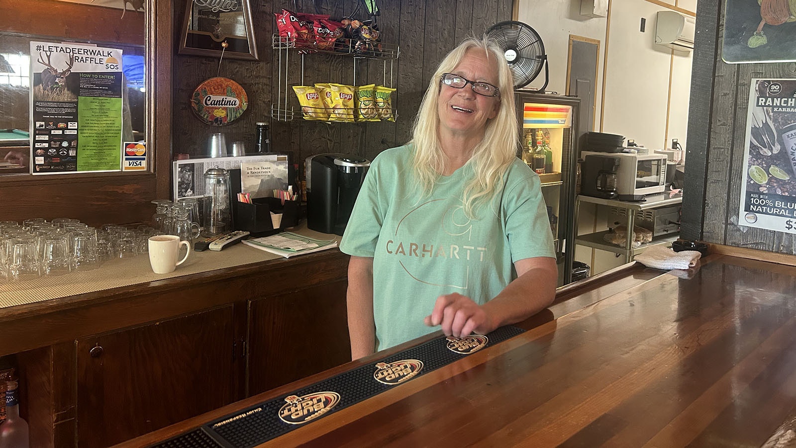 Nan Mckeough is the owner of the Green River Bar in Daniel Wyoming.