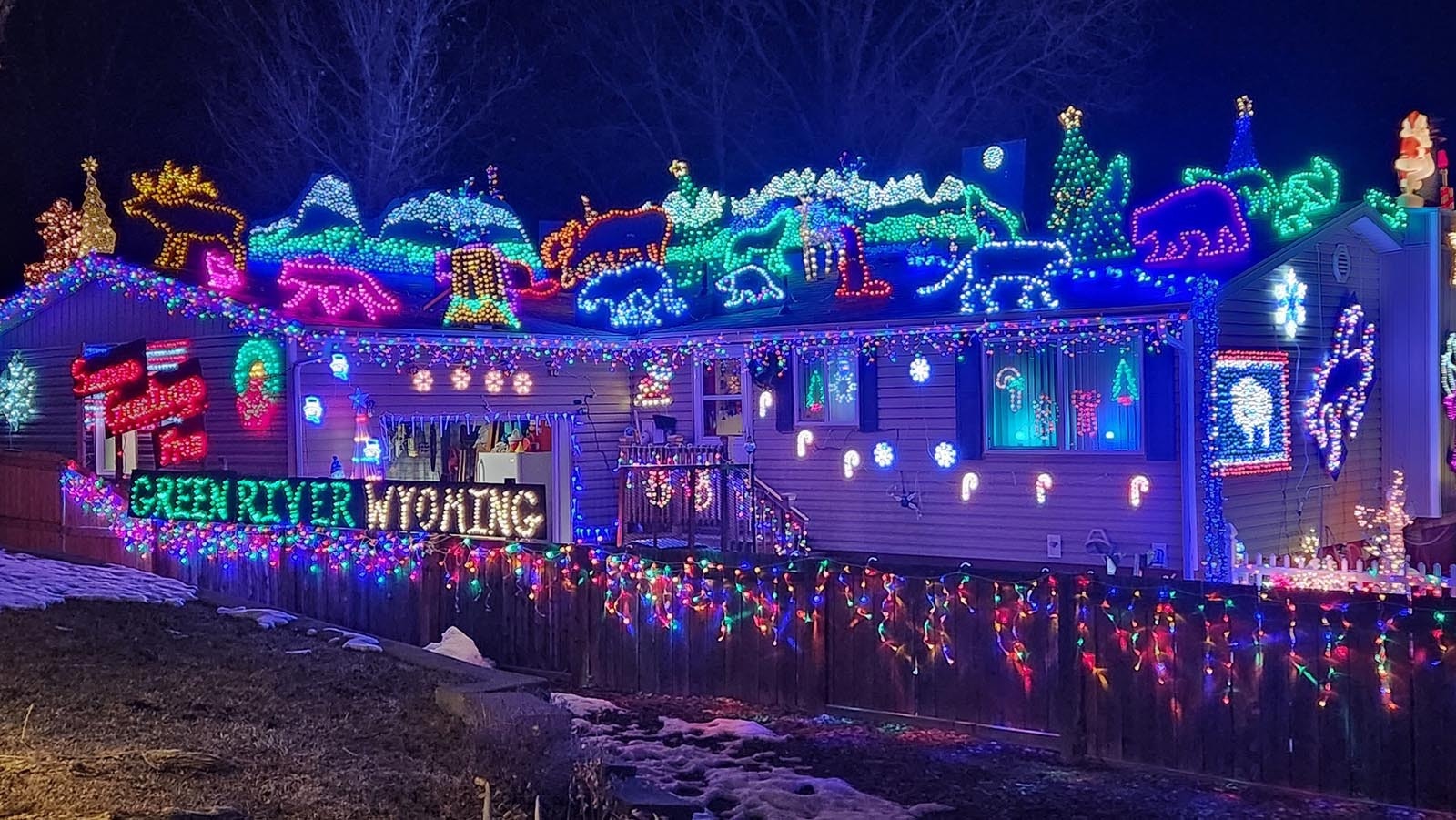 Folks in Green River may not know Robert Bostick personally, but they know his house. It’s the one covered in thousands of holiday lights forming the Grand Tetons, life-sized wildlife cutouts and his tribute to all things Wyoming.