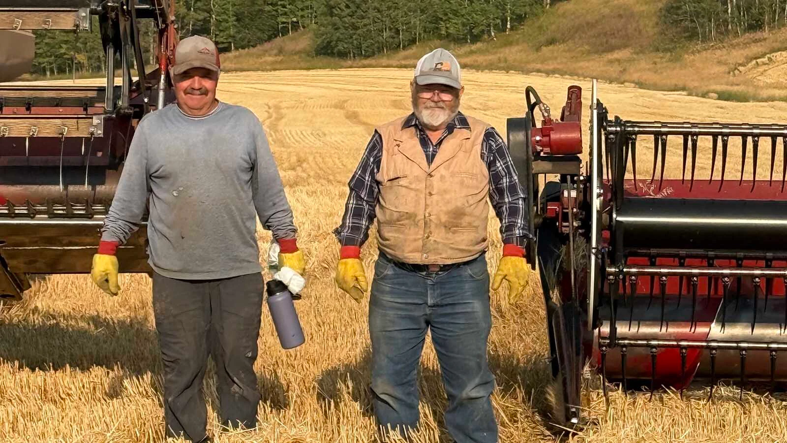 Steve Green, left, and his brother, Dave, work their fields in Alta.