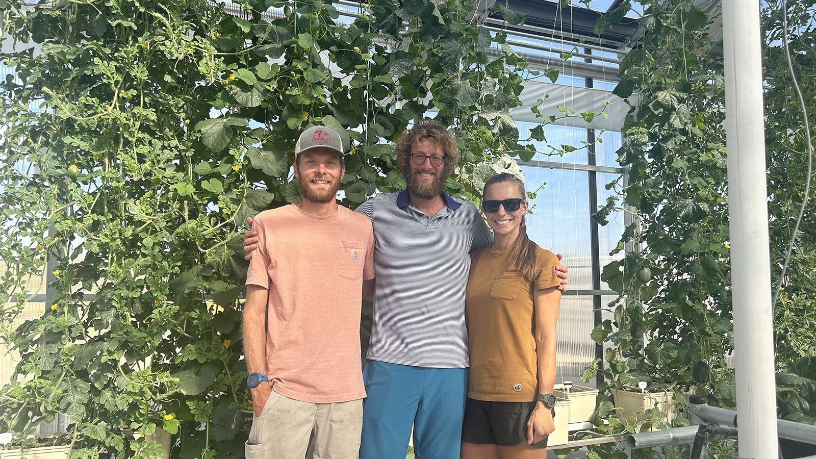 Left to right, John “Coop” Cooper, Dakin Sloss and LeAnn Cooper. Sloss is an entrepreneur who financed the Satchitanada Ranch, a state-of-the-art greenhouse in Sublette County. The Coopers run the greenhouse.