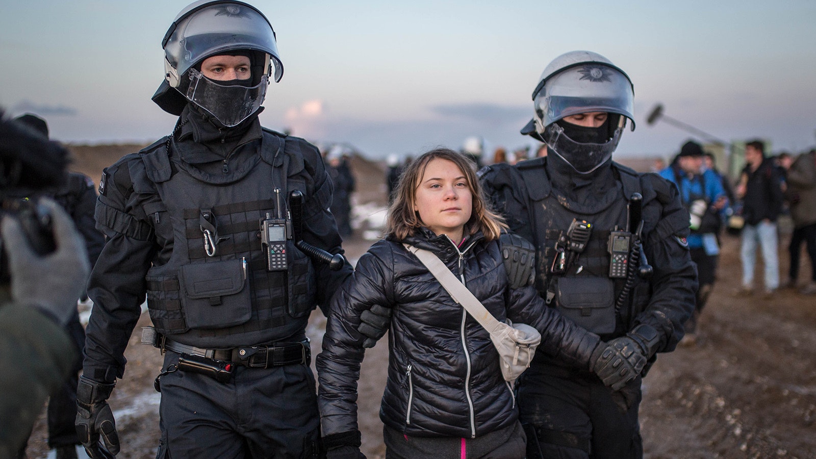 Swedish climate activist Greta Thunberg is arrested at a climate protest.
