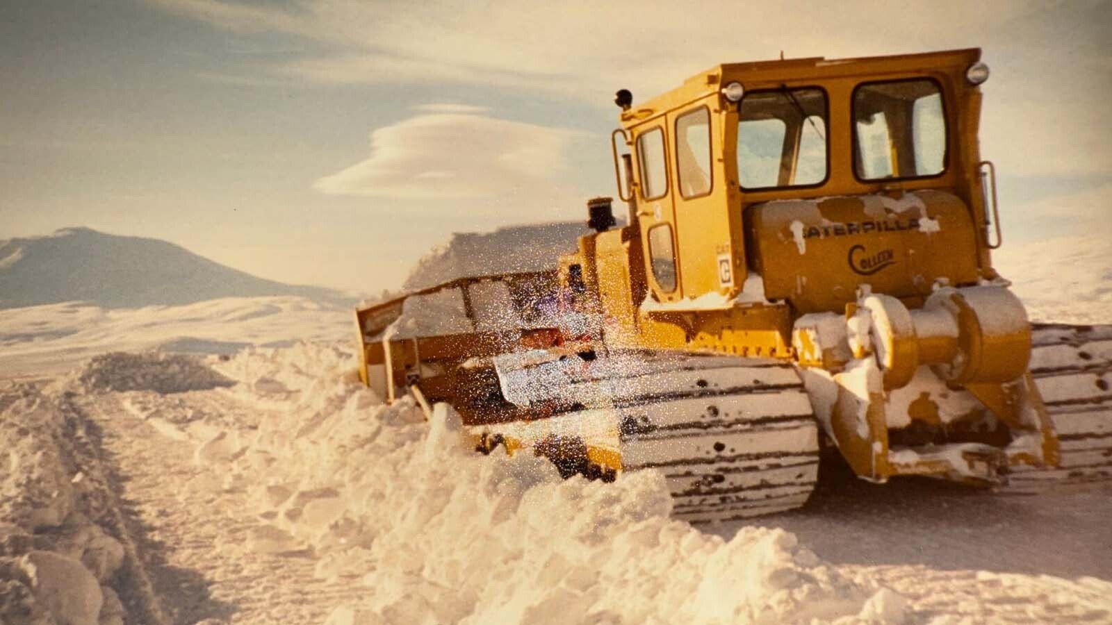 A D8 dozer used to clear snow overburden in Antarctica.