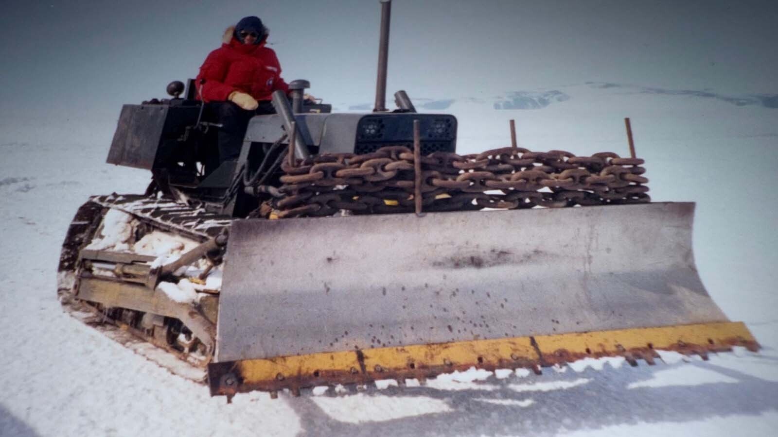 Gerald Crist doing snow removal in Antarctica.