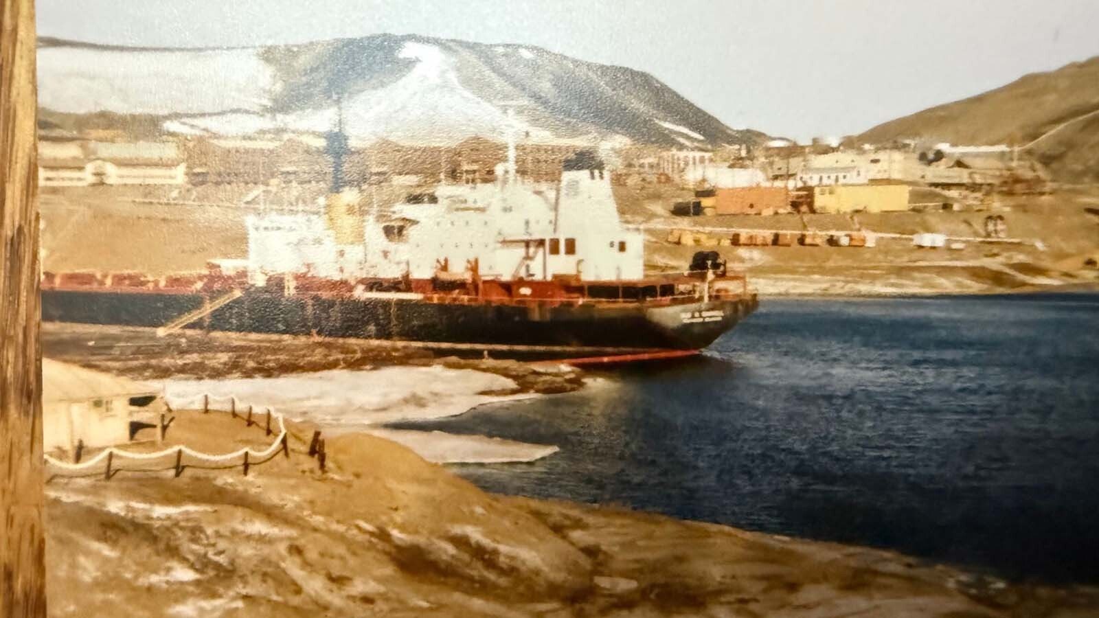 Tanker providing fuel to the McMurdo Station in Antarctica.