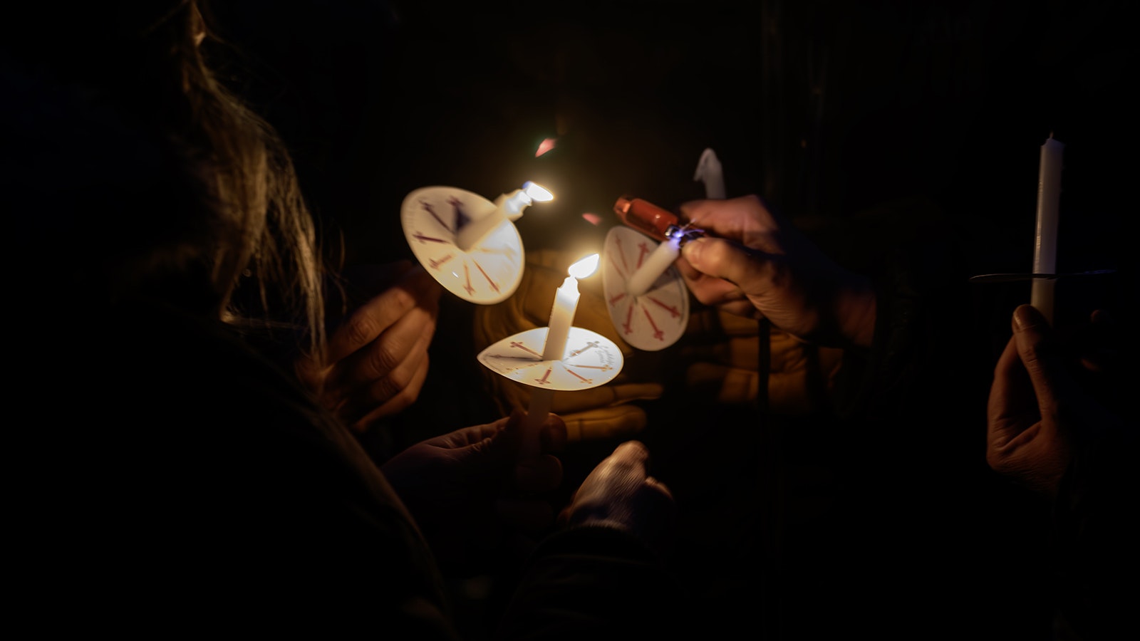 More than 200 people gathered in Public Square in Jackson, Wyoming, on Nov. 2, 2024, for a candlelight vigil and memorial for Grizzly 399, the most famous bear in the world. She was killed when struck by a car Oct. 22.