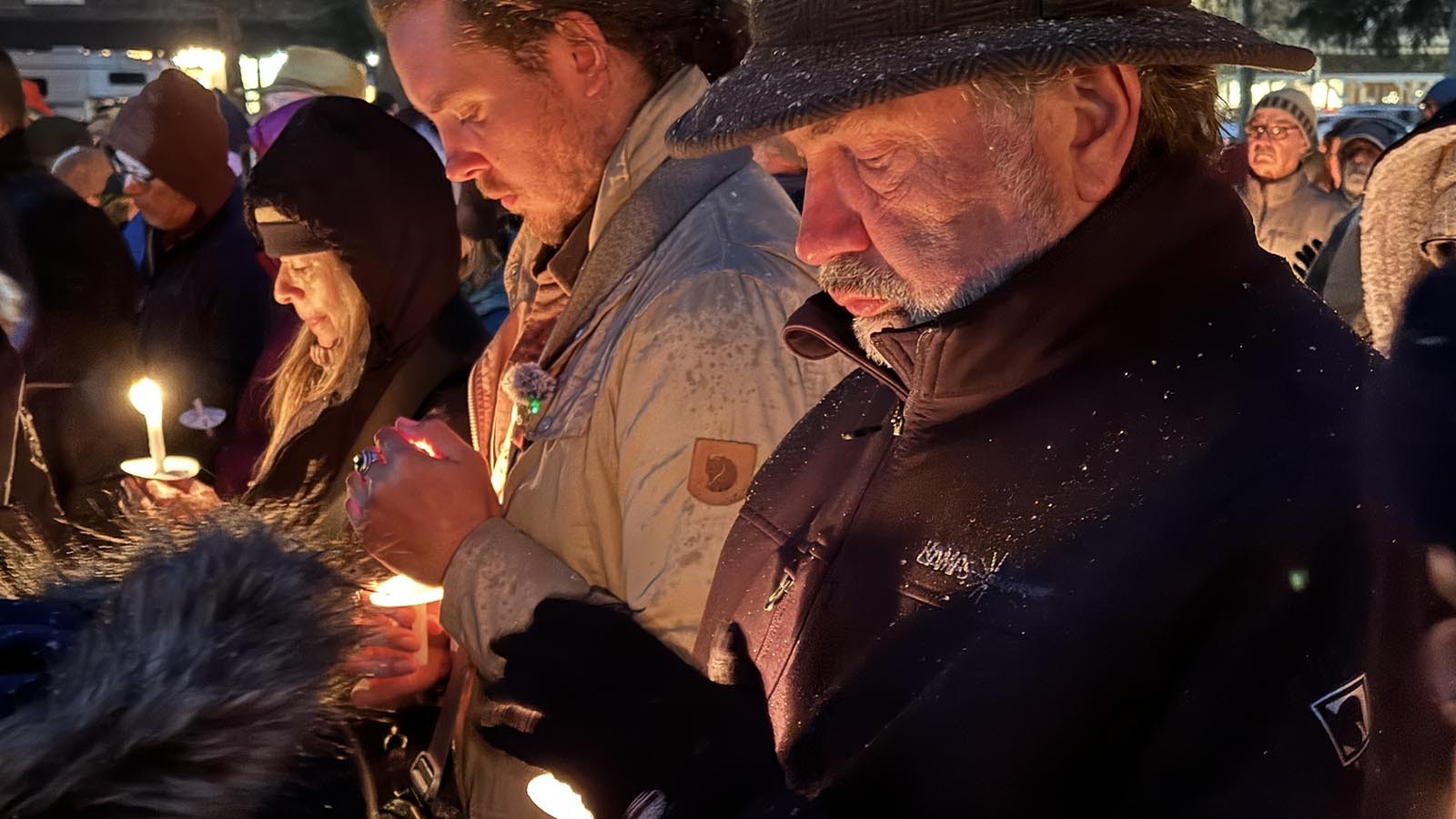 More than 200 people gathered in Public Square in Jackson, Wyoming, on Nov. 2, 2024, for a candlelight vigil and memorial for Grizzly 399, the most famous bear in the world. She was killed when struck by a car Oct. 22.