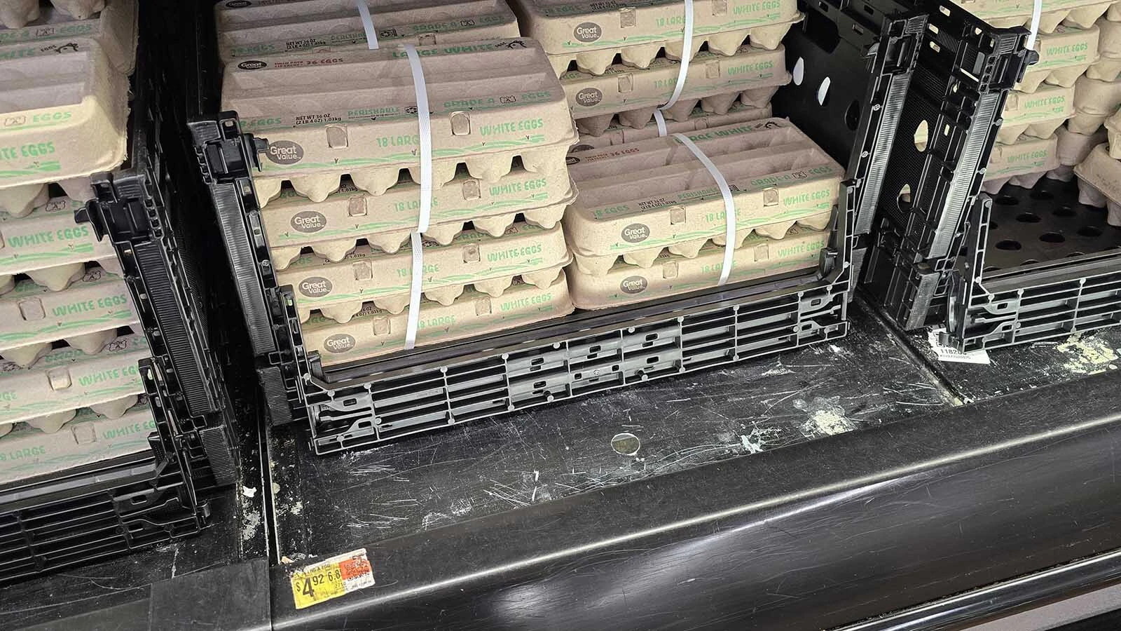 A carton of 18 great value large eggs are running just over $4. Buying the eggs in a 60-egg case saves quite a bit over that price. Those are running just over $8.