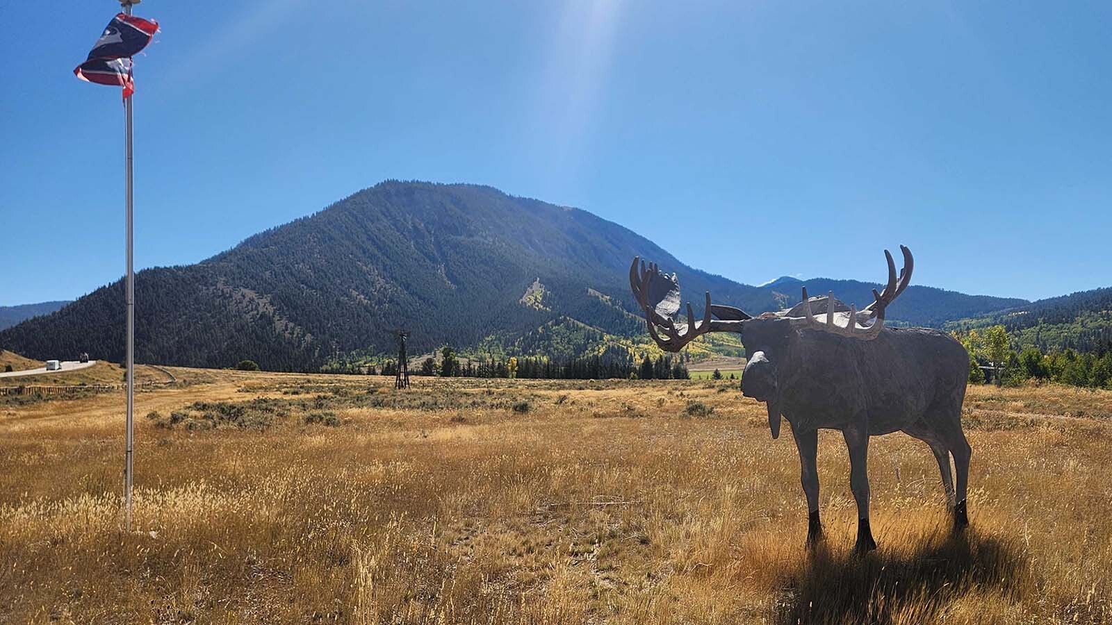 The famous Grumpy Moose statue in Jackson, Wyoming, was intended to serve as an important waypoint for travelers. It's also taken a beating over the years from gunshots to plane crashes.