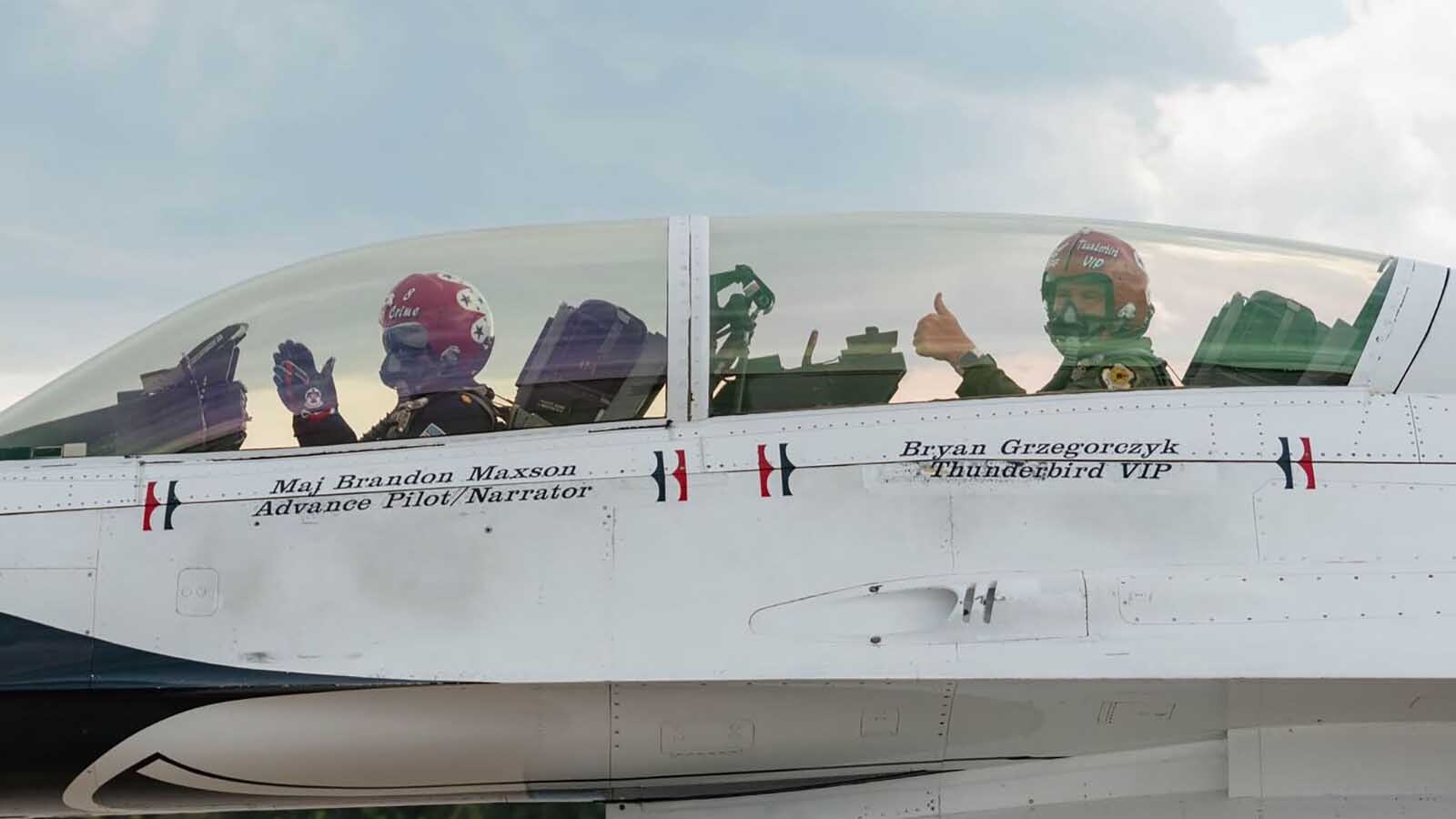 Cheyenne’s Bryan “Alf” Grzegorczyk had planned a celebratory drink following his once-in-a-lifetime Thunderbirds flight to salute everyone who nominated him for the honor. But after flying at 9 Gs, all Alf could manage was a celebratory nap.