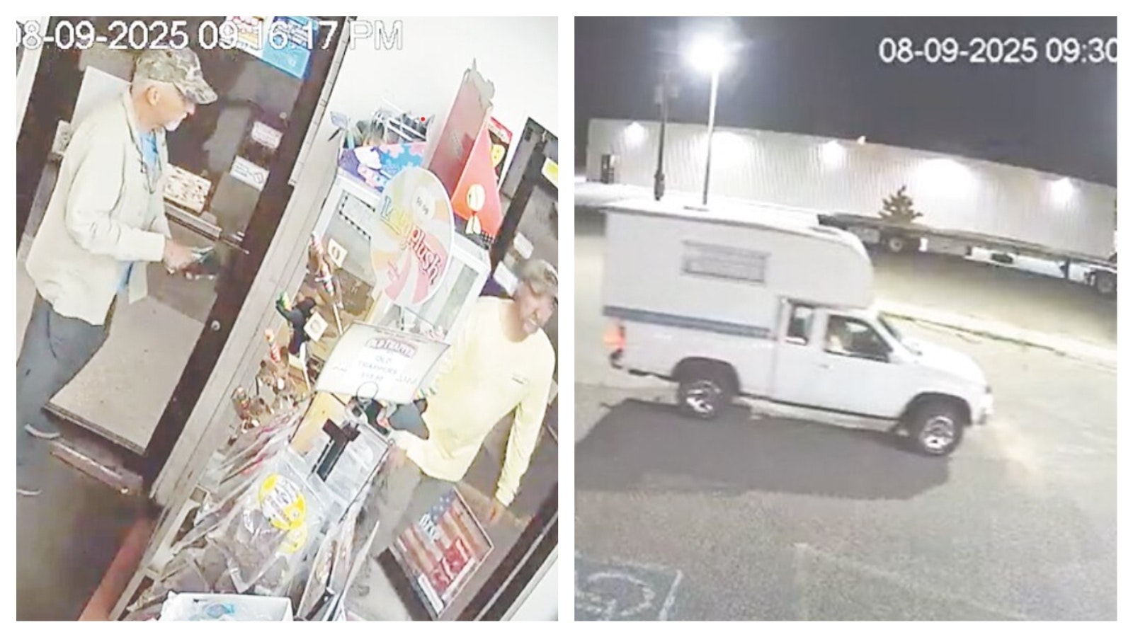 Authorities are trying to identify a man, right, wanted for questioning in an August assault at Guernsey State Park, and his associate, also pictured here. He may be driving a white Nissan truck with a camper, also shown in a separate photo.