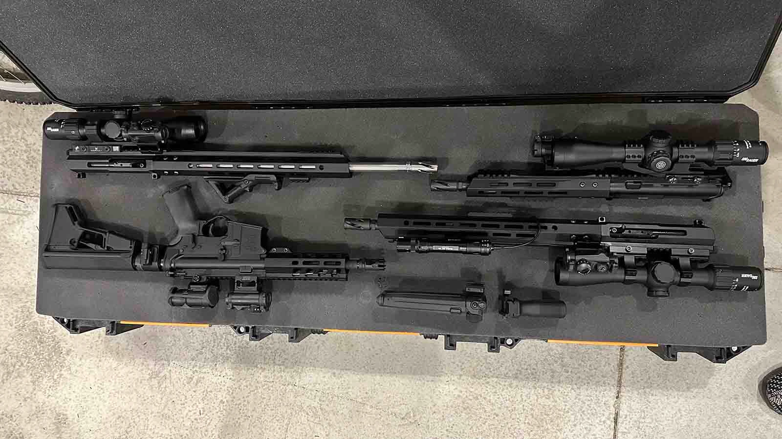 AR-15 style rifles are popular because the lower receiver – housing the trigger mechanism – can be switched out with various upper receivers and barrels. That essentially gives the owner several rifles in one.