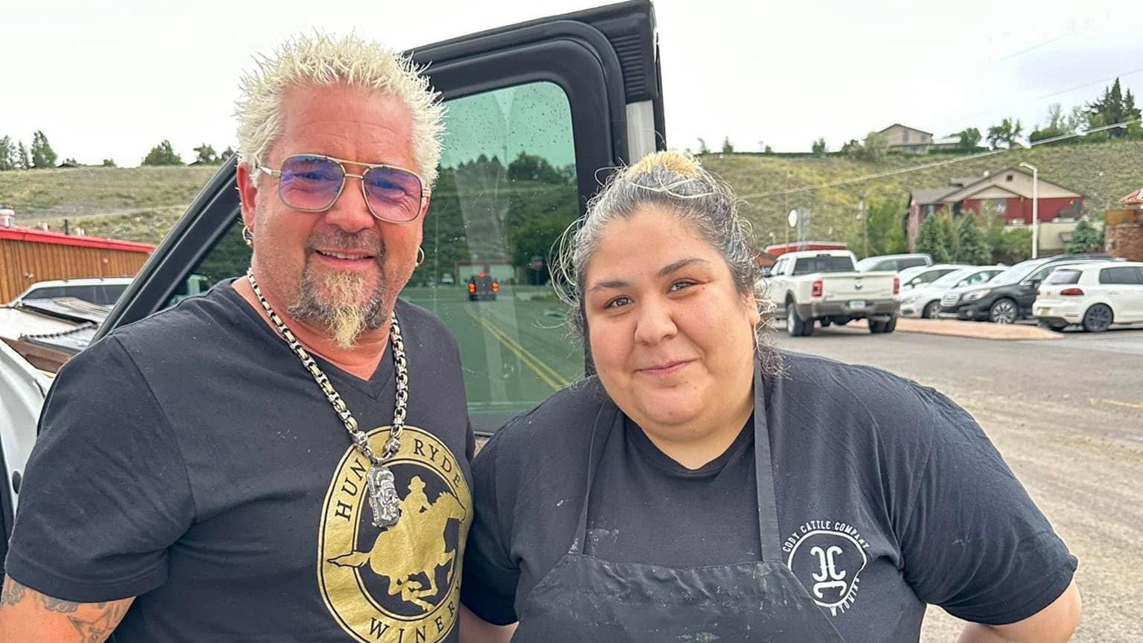 Guy Fieri and Cody Cattle Company co-owner Ann Pendley.