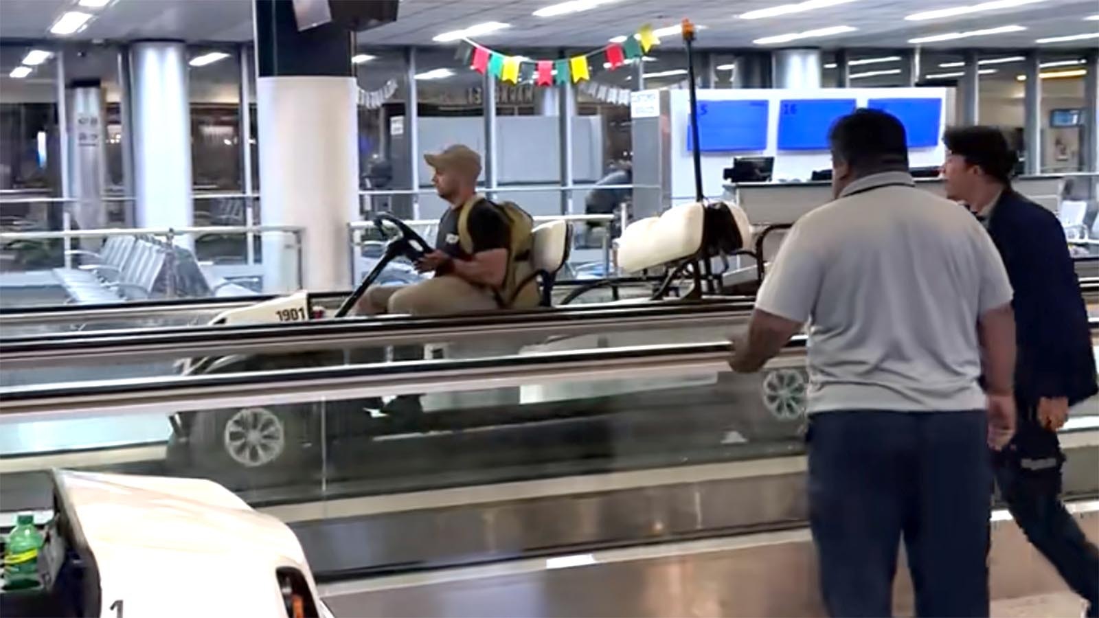 A 29-year-old Cheyenne man was arrested Monday for taking a motorized golf cart off-roading inside the Buffalo Niagara International Airport. He was “visibly intoxicated,” drove the cart on a motorized walkway and faces a list of criminal charges.