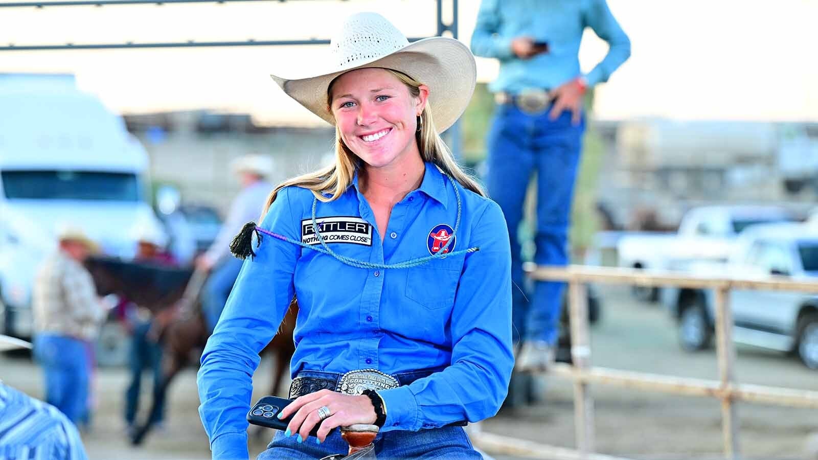 Hadley Thompson of Yoder, Wyoming, won the National High School Finals Rodeo women’s all-around title last weekend. She said her passion for the sport comes from hours of practice and a family dedicated to rodeo.