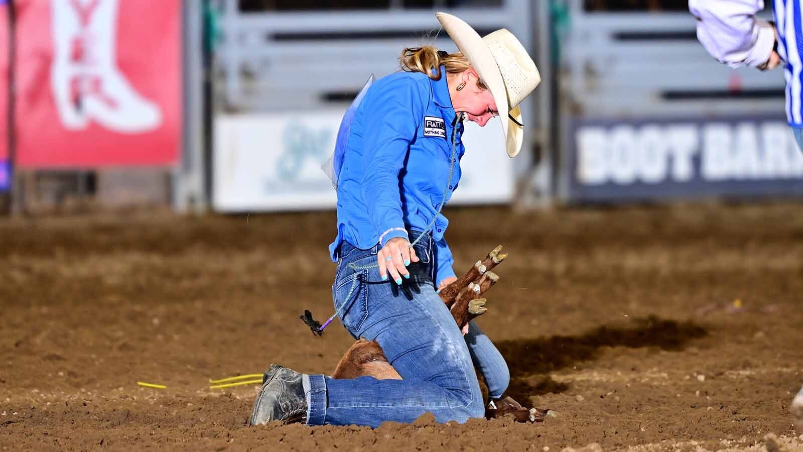 Hadley Thompson of Yoder, Wyoming, won the National High School Finals Rodeo women’s all-around title last weekend. She said her passion for the sport comes from hours of practice and a family dedicated to rodeo. She also won the individual goat-tying competiton.