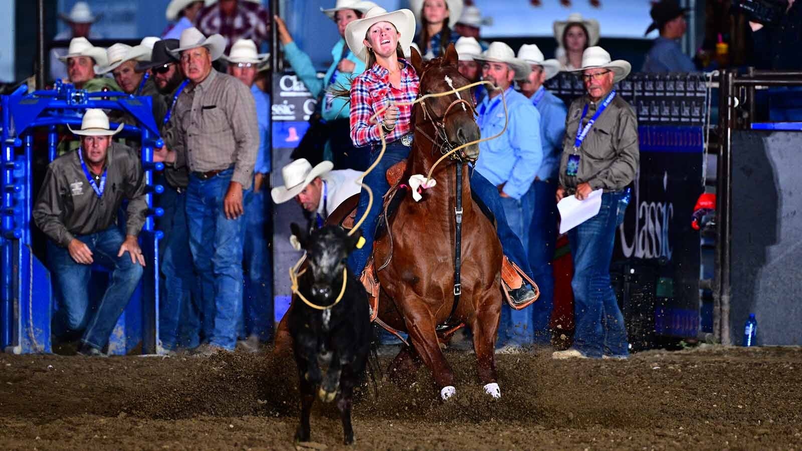 Hadley Thompson of Yoder, Wyoming, won the National High School Finals Rodeo women’s all-around title last weekend. She said her passion for the sport comes from hours of practice and a family dedicated to rodeo. She also won the individual breakaway roping competition.