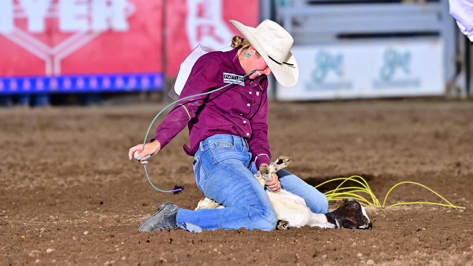Hadley Thompson of Yoder, Wyoming, won the National High School Finals Rodeo women’s all-around title last weekend. She said her passion for the sport comes from hours of practice and a family dedicated to rodeo. She also won the individual goat-tying competiton.