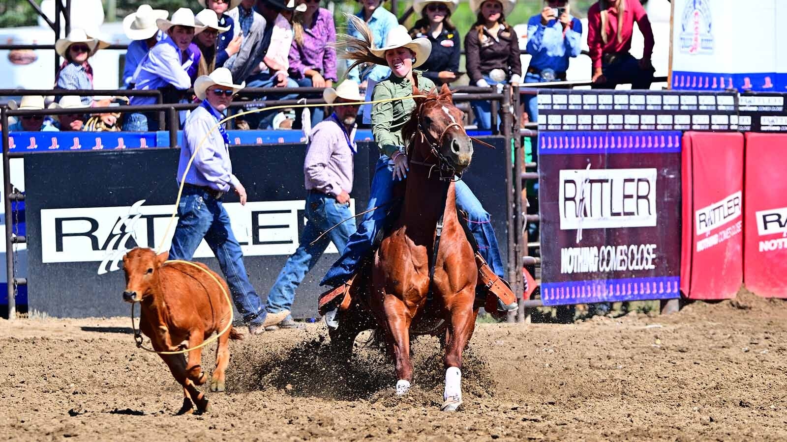 Hadley Thompson of Yoder, Wyoming, won the National High School Finals Rodeo women’s all-around title last weekend. She said her passion for the sport comes from hours of practice and a family dedicated to rodeo. She also won the individual breakaway roping competition.