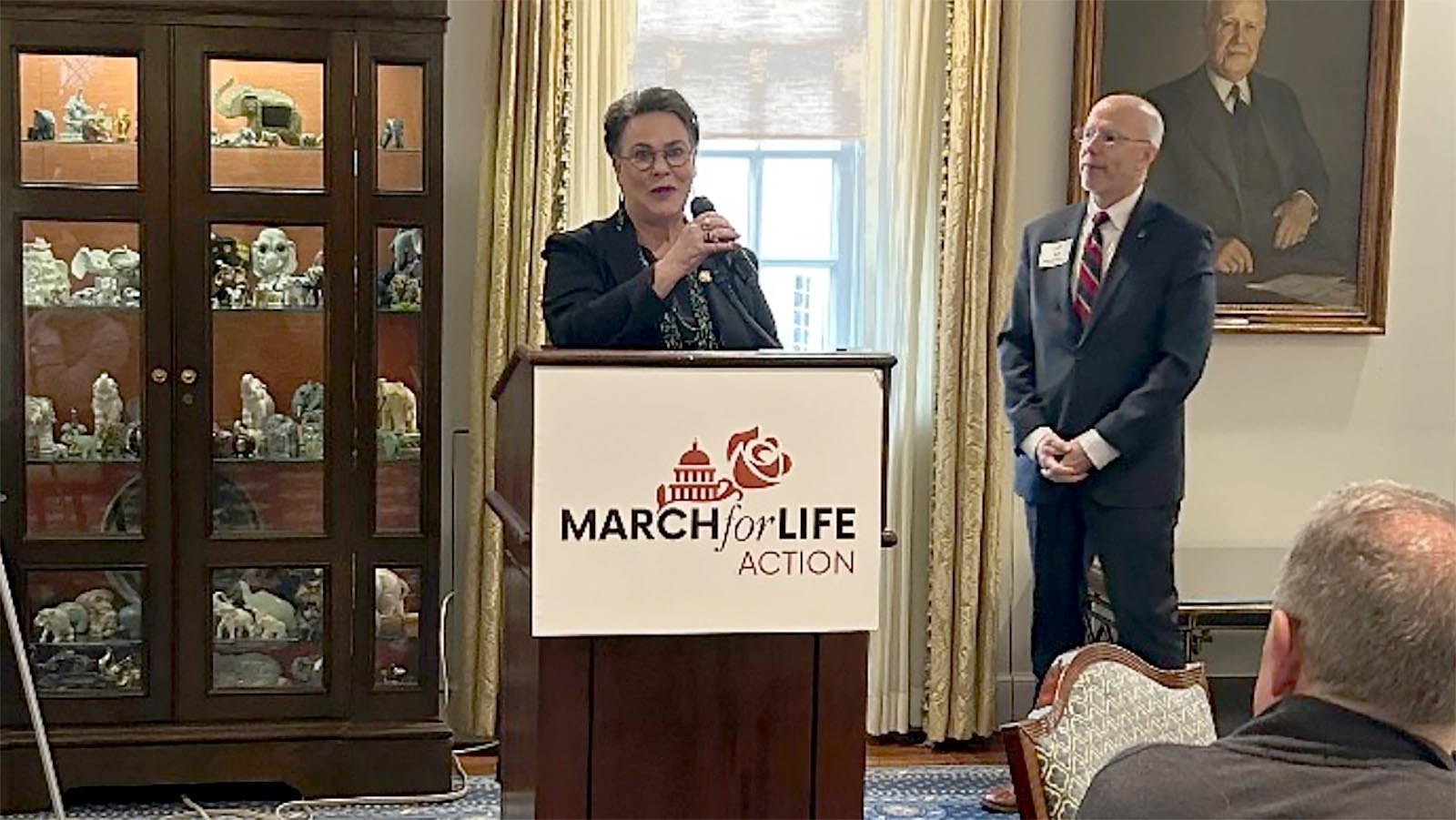 Wyoming U.S. Republican Rep. Harriet Hageman talks at a March for Life event in Washington, D.C.