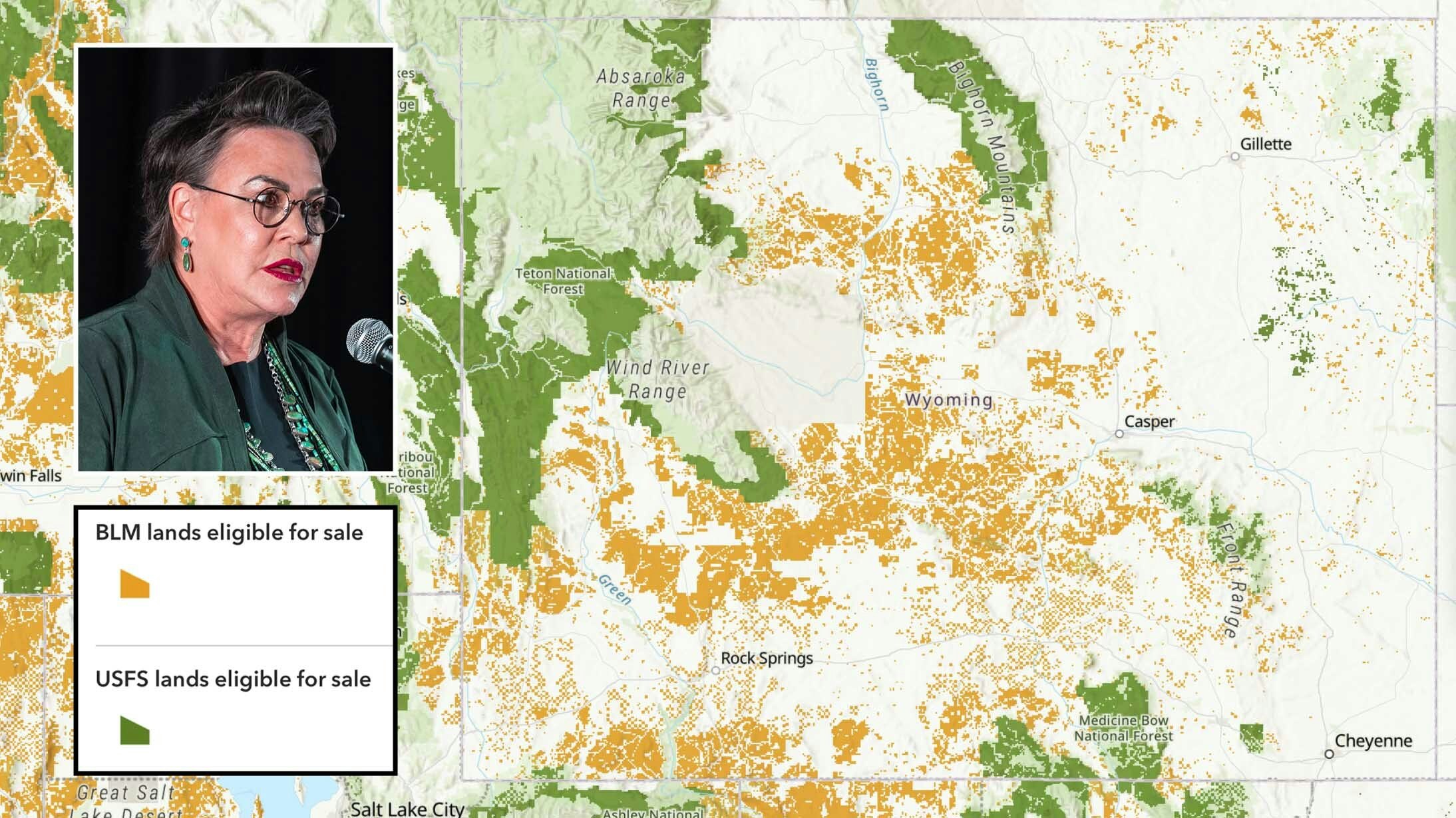 Wyoming Rep. Harriet Hageman says a Wilderness Society map that shows nearly 15 million acres of public land could be sold if the Senate budget bill passes is wrong. The group stands by its report, which is based on what the language of the bill says.