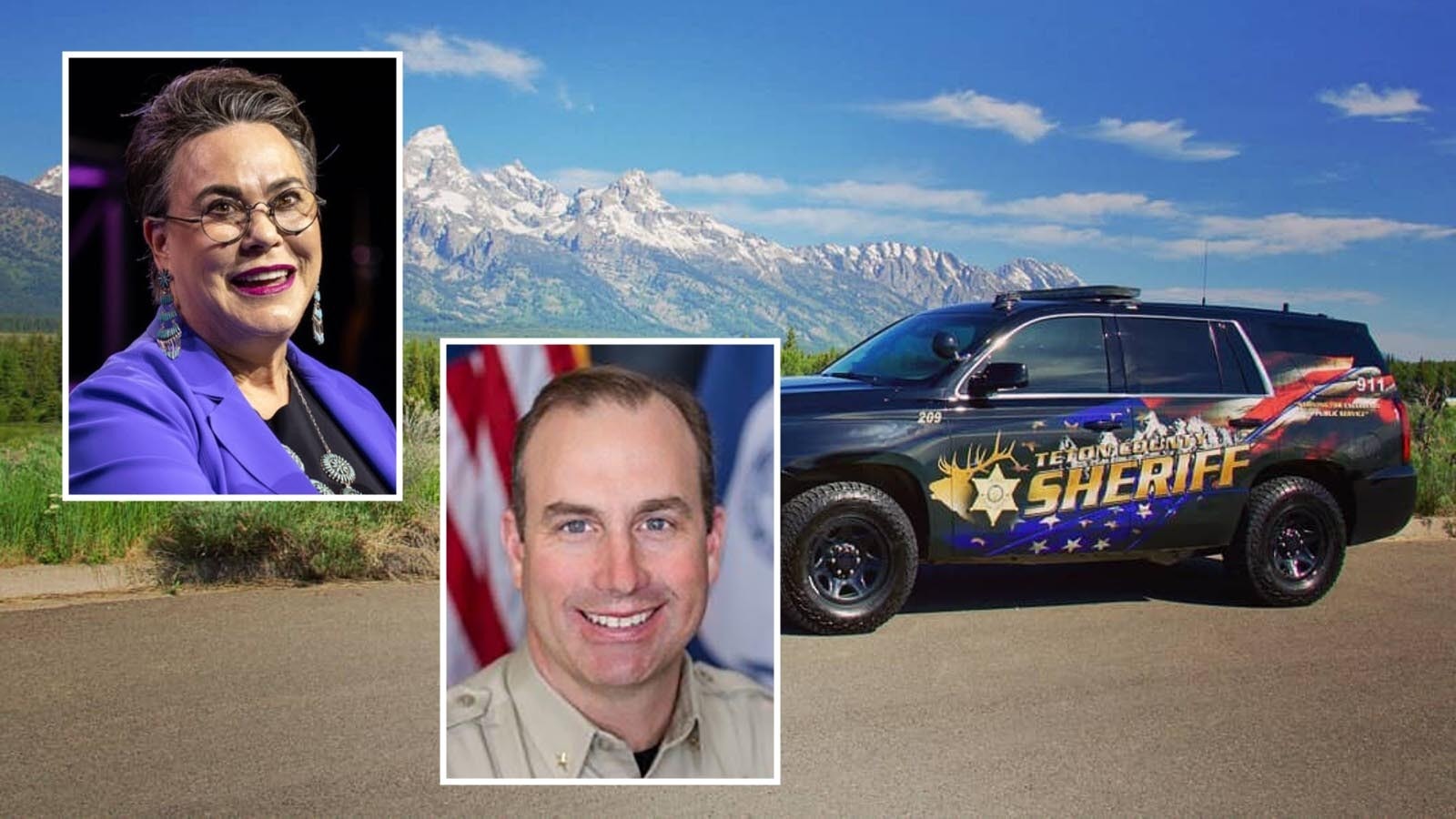 U.S. Rep. Harriet Hageman, left, and Teton County Sheriff Matt Carr.