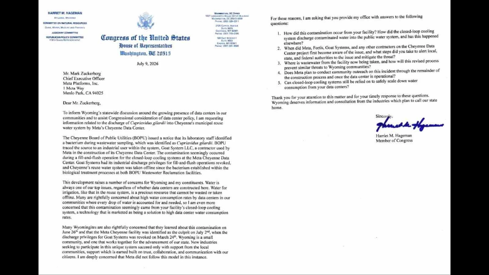 Hageman letter to Zuckerberg 7 9 26