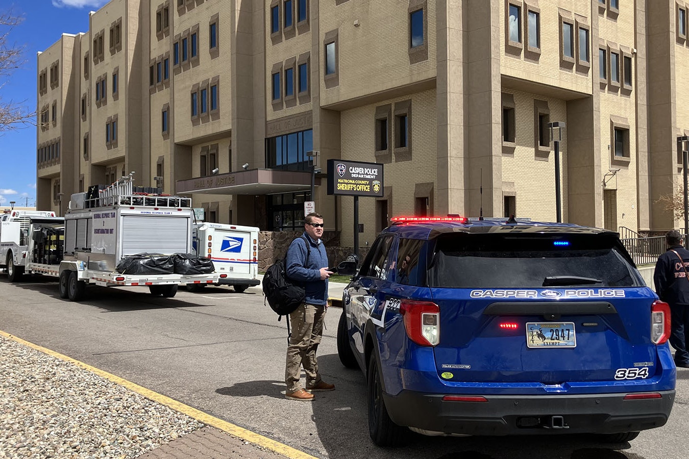 The Hall of Justice in Casper was evacuated and a special response team for hazardous substances called in after a suspicious package was delivered Thursday.