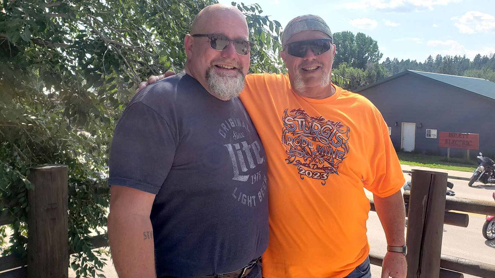 Combat veteran Vernon Shaffer, right, wanted to come to the Sturgis rally this year to check off a bucket list item. He's traveling with his cousin, Steve Johnson, at left,