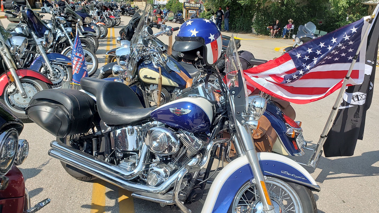 Patriotic swag was common among the Sturgis Motorcycle Rally crowd who see the rally as a great American road trip and an example of great American freedoms.