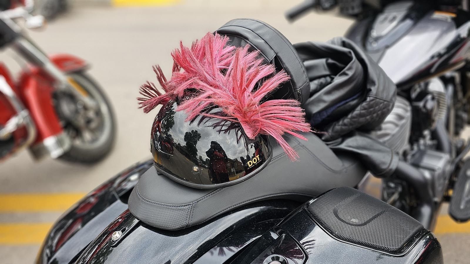 Bikers have thought up all kinds of cool accessories for their helmets and bikes.