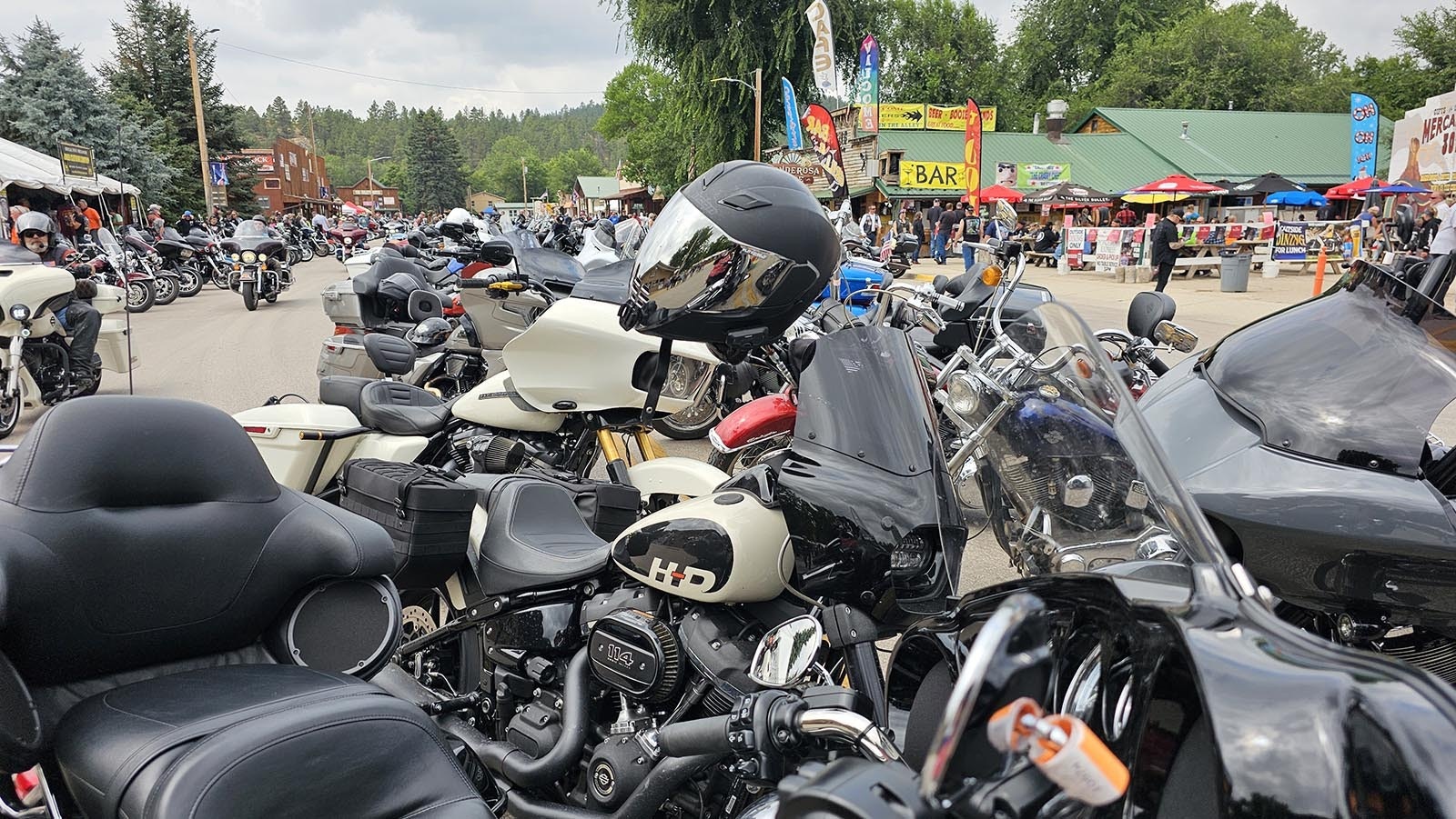 A sea of ​​bikes in Hulett for Ham and Jam 2024.