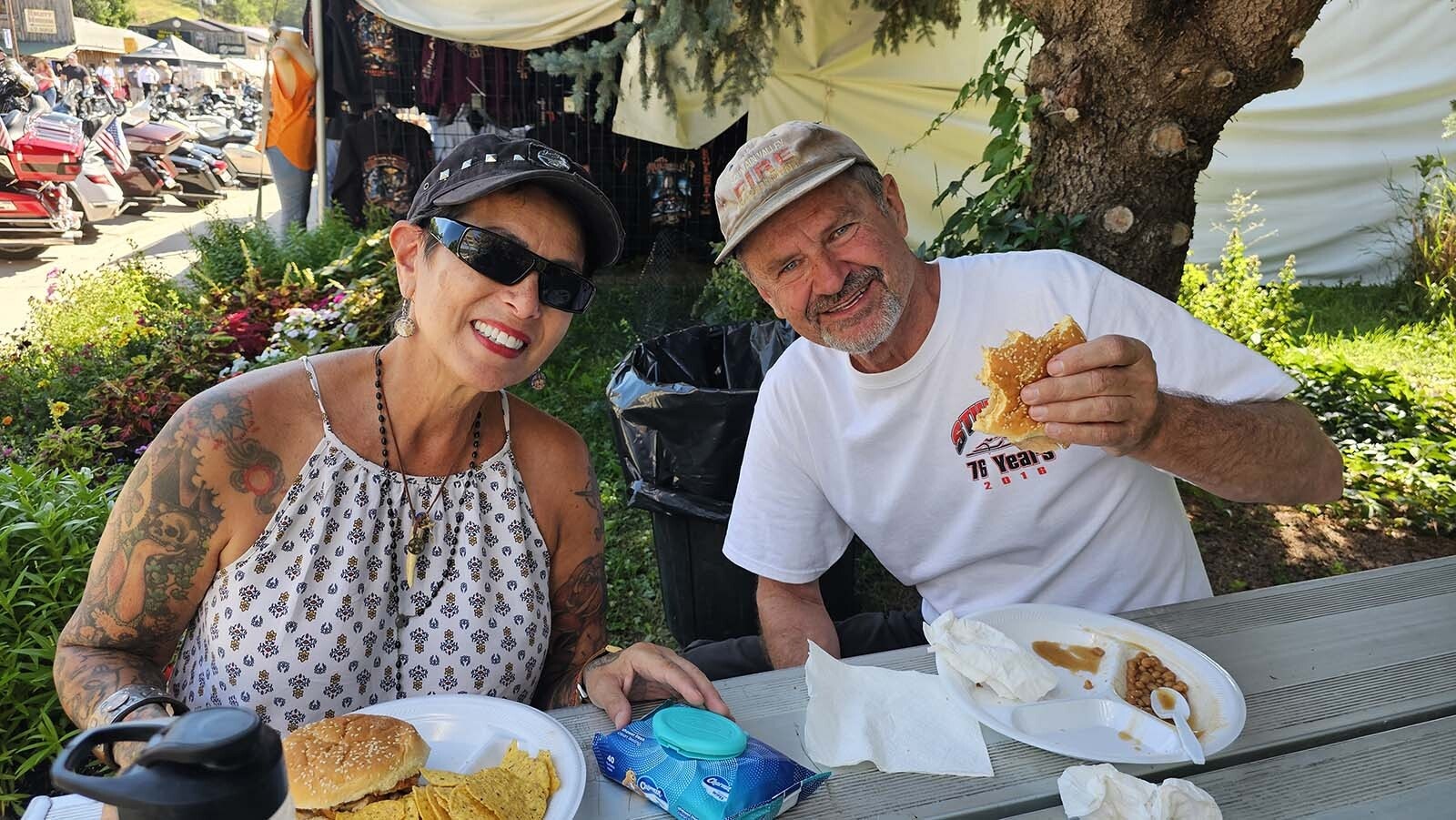 Sarita Shockey and her husband Jeff have been coming to Hulett's Ham and Jam for 23 years for a beautiful ride that ends with a tasty barbecue pork sandwich.