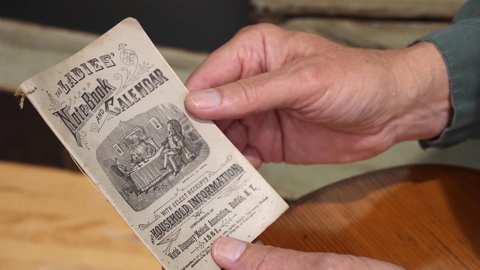 An original notebook and calendar that was found inside the 1870s guitar case.