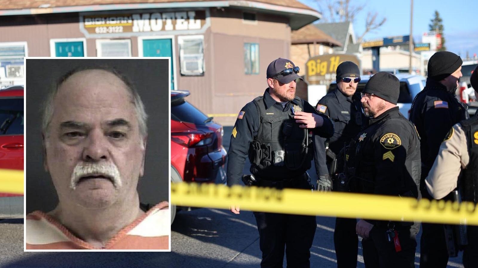 Harold Wayne Sarvis, 69, was involved in a four-hour standoff at a Cheyenne motel with police Friday is facing an attempted first-degree murder charge. Surveillance video at the motel shows the men arguing, then the suspect shooting the other man, police say.