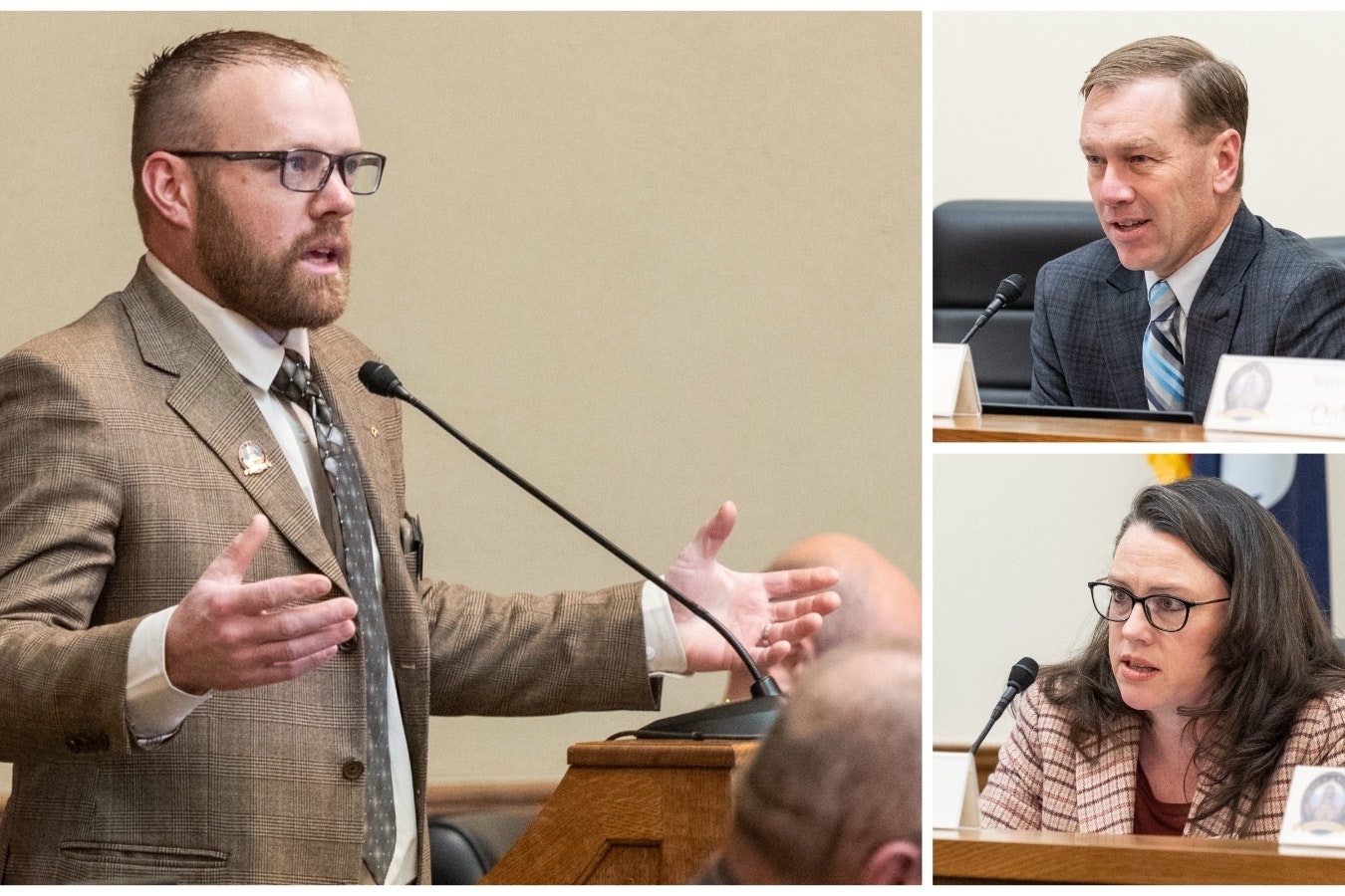 State Reps, from left, Jeremy Haroldson, R-Wheatland, Barry Crago, R-Buffalo, and Ember Oakley, R-Riverton.