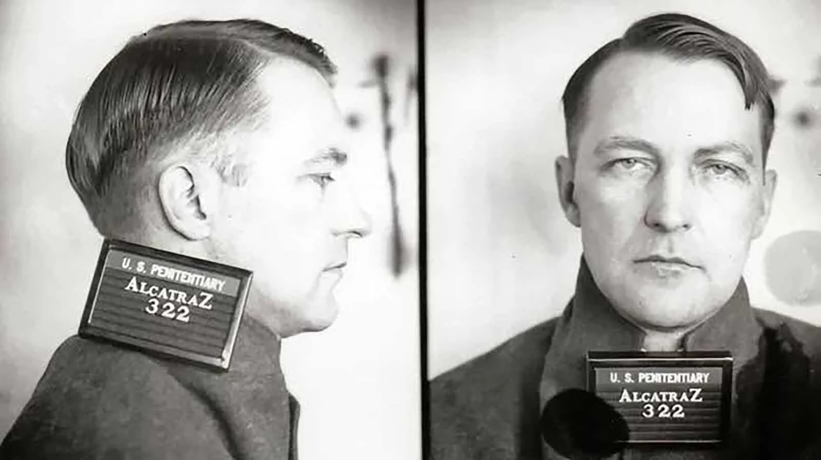 A mugshot of Harry Campbell, prisoner No. 322 at Alcatraz.