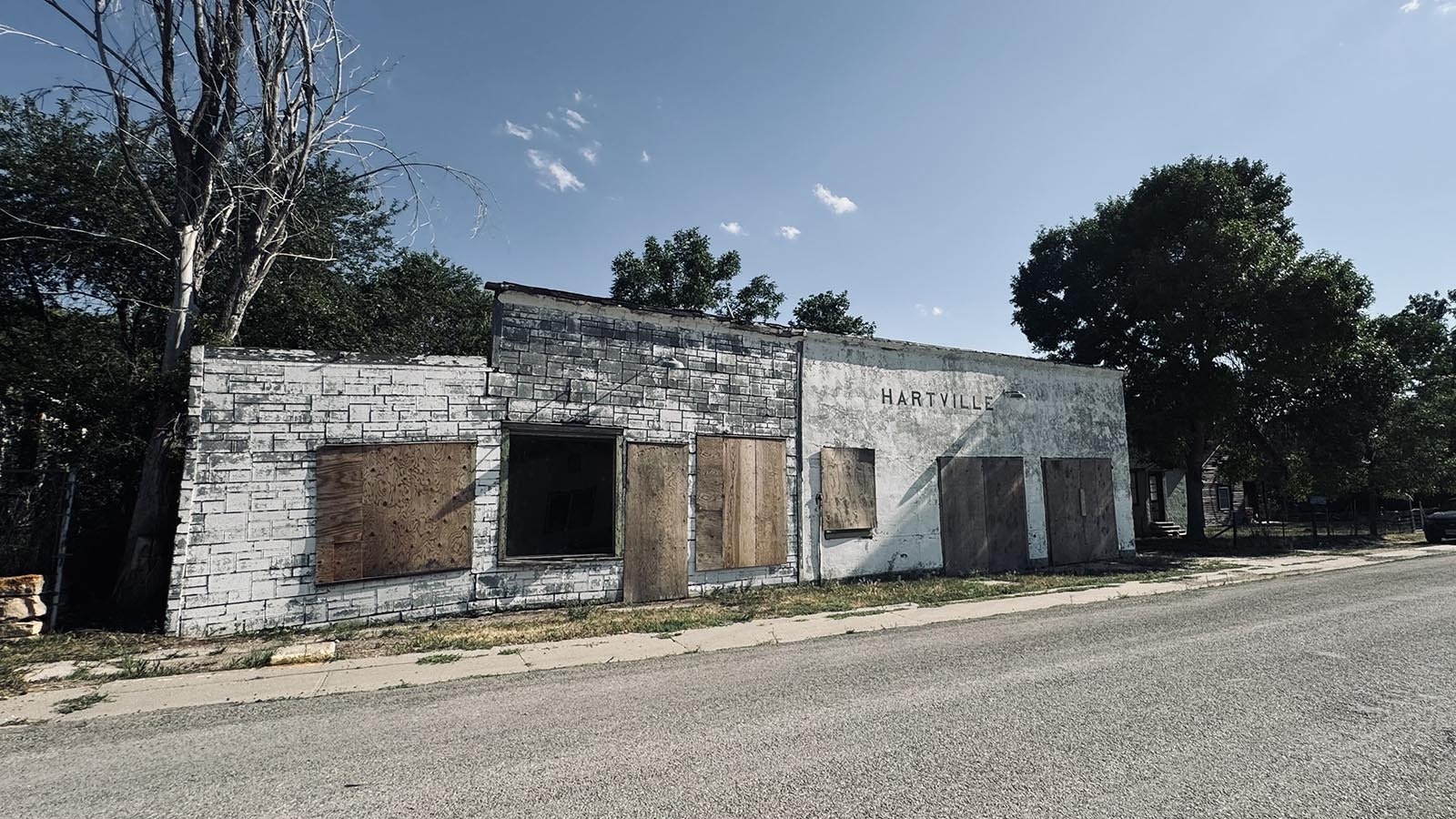 An old boarded up gas station in Hartville.